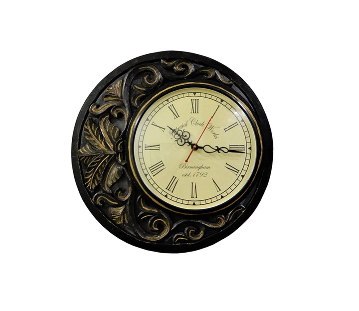 Black and Gold Moon Shape Hand Crafted Wall Clock