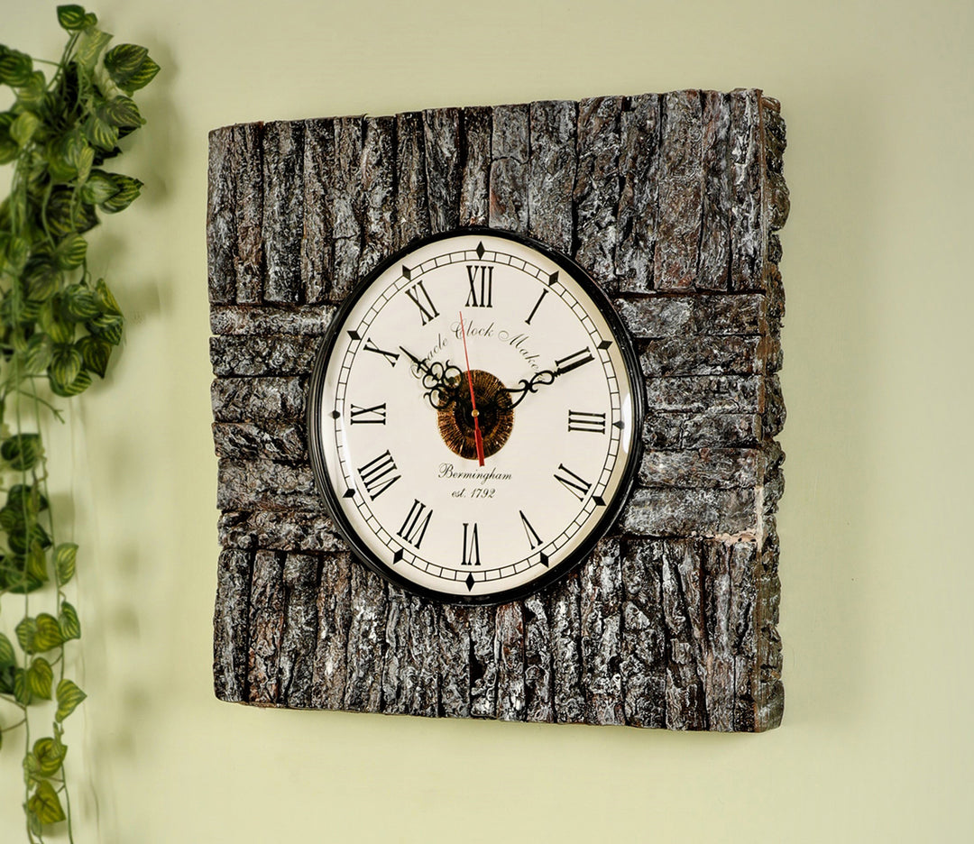 White Distressed Square Wall Clock