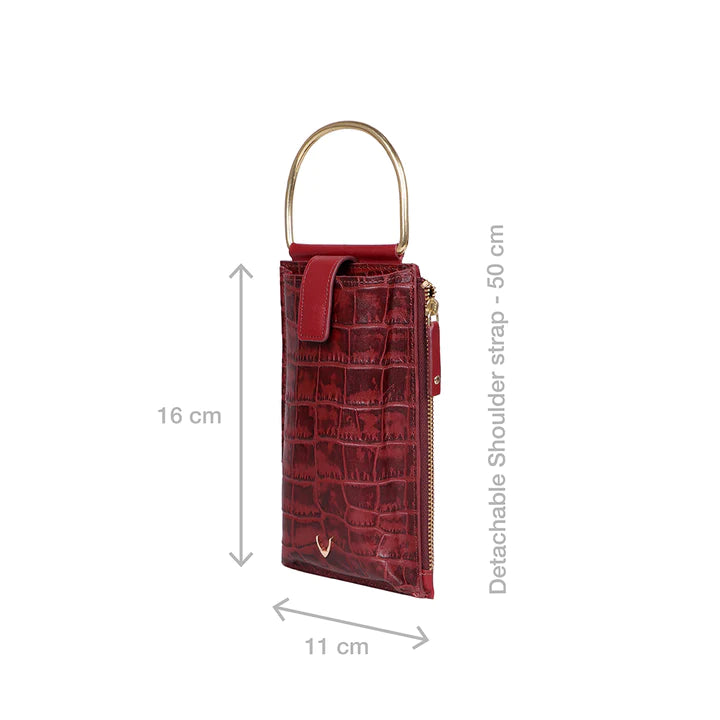 Marsala Leather Sling Wallet | Stylish Marsala Shiny Croco Sling Wallet