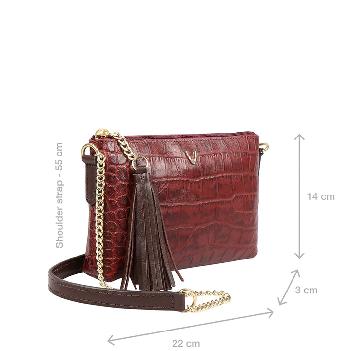 Brown Leather Sling Wallet | Chic Elegance Chain Sling Wallet