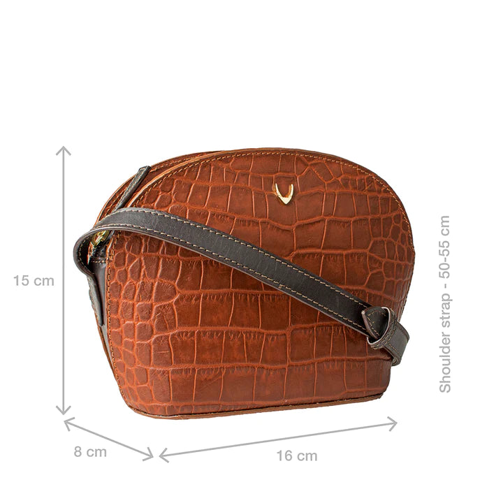 Tan Leather Sling Bag | Elegant Tan Brn Cro Melb Ran Sling Bag