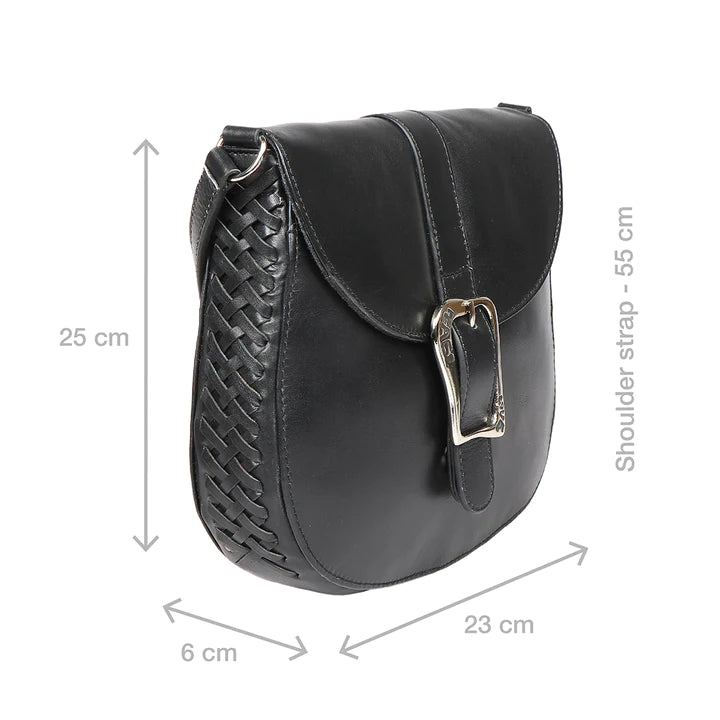 Black Leather Sling Bag | Rockstar Black Rialto Leather Sling Bag
