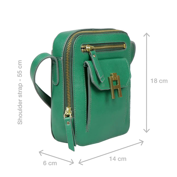Green Leather Sling Bag | Parrot Party Starter Sling Bag