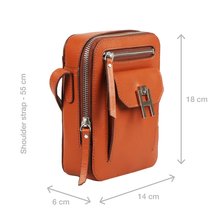 Tangerine Leather Sling Bag | Stylish Tangerine Mel Ranch Sling Bag