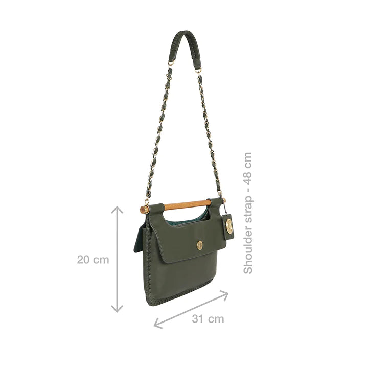 Green Leather Sling Bag | Stylish Emerald Dakota Leather Sling Bag