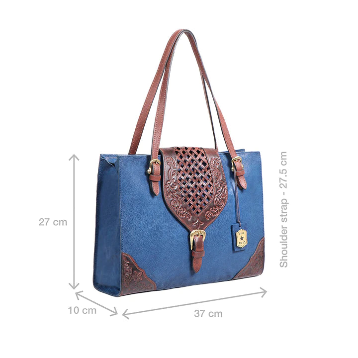 Sapphire Leather Tote Bag | Sapphire Burnt Tote Bag