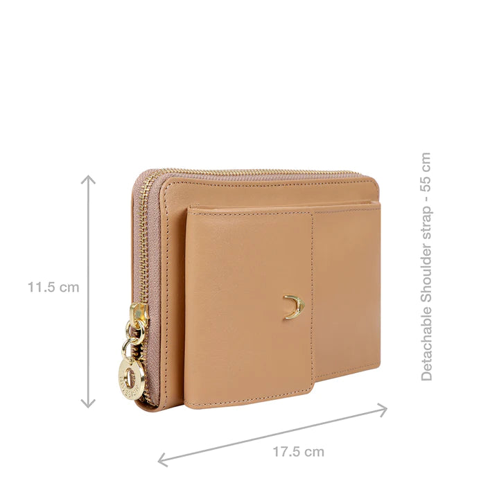 Beige Leather Sling Wallet | Minimalist Blush Leather Sling Wallet