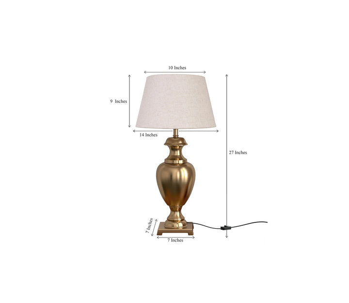 Vintage Trophy-Style Table Lamp with Off-White Shade