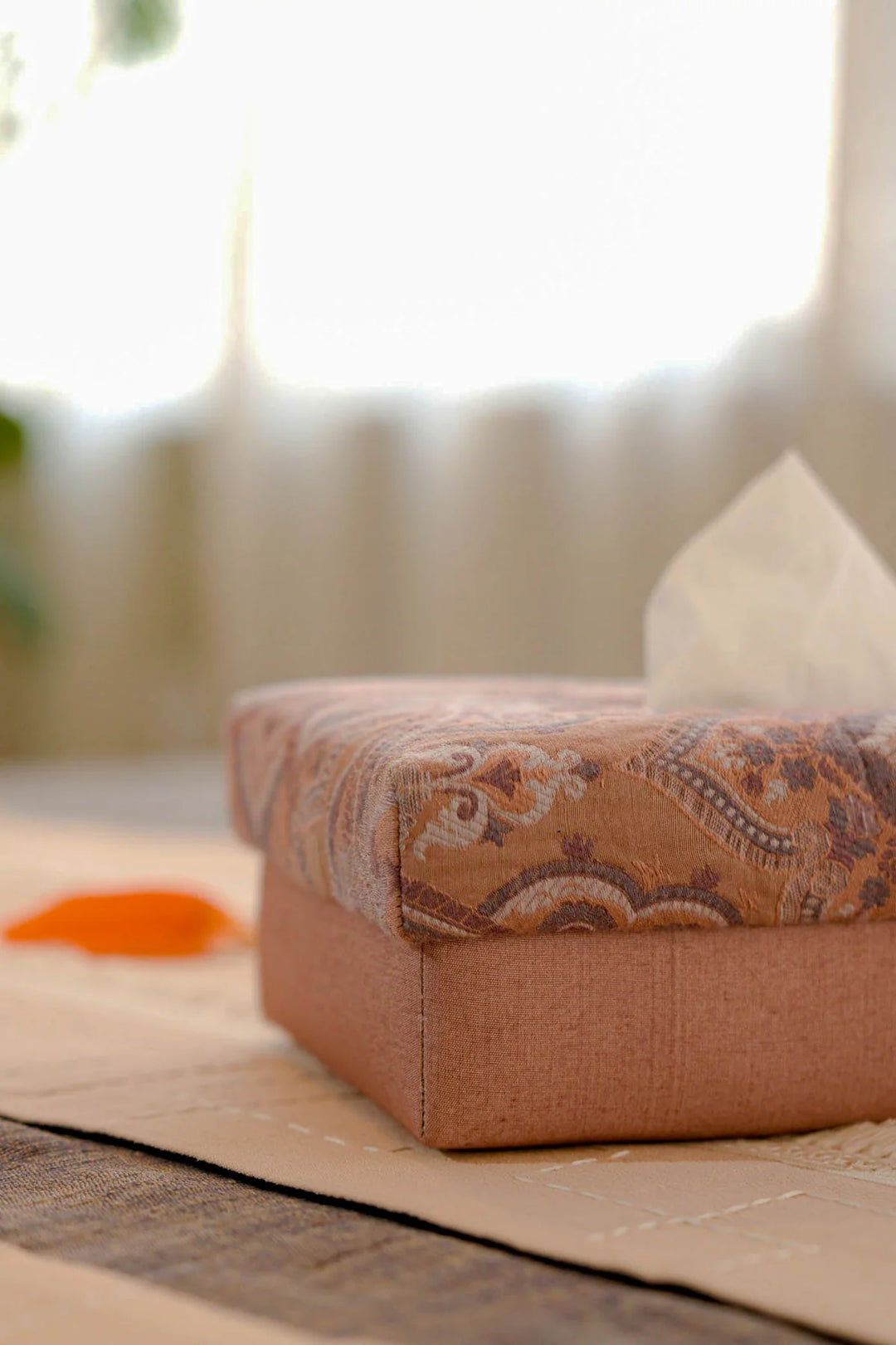 Silk Paisley Tissue Box | Ager Handmade Tissue Box - Brown