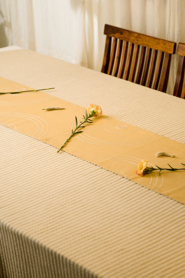 Yellow Maze Table Runner - Easy to Care for and Generously Sized | Evander - Handwoven Table Runner - Yellow