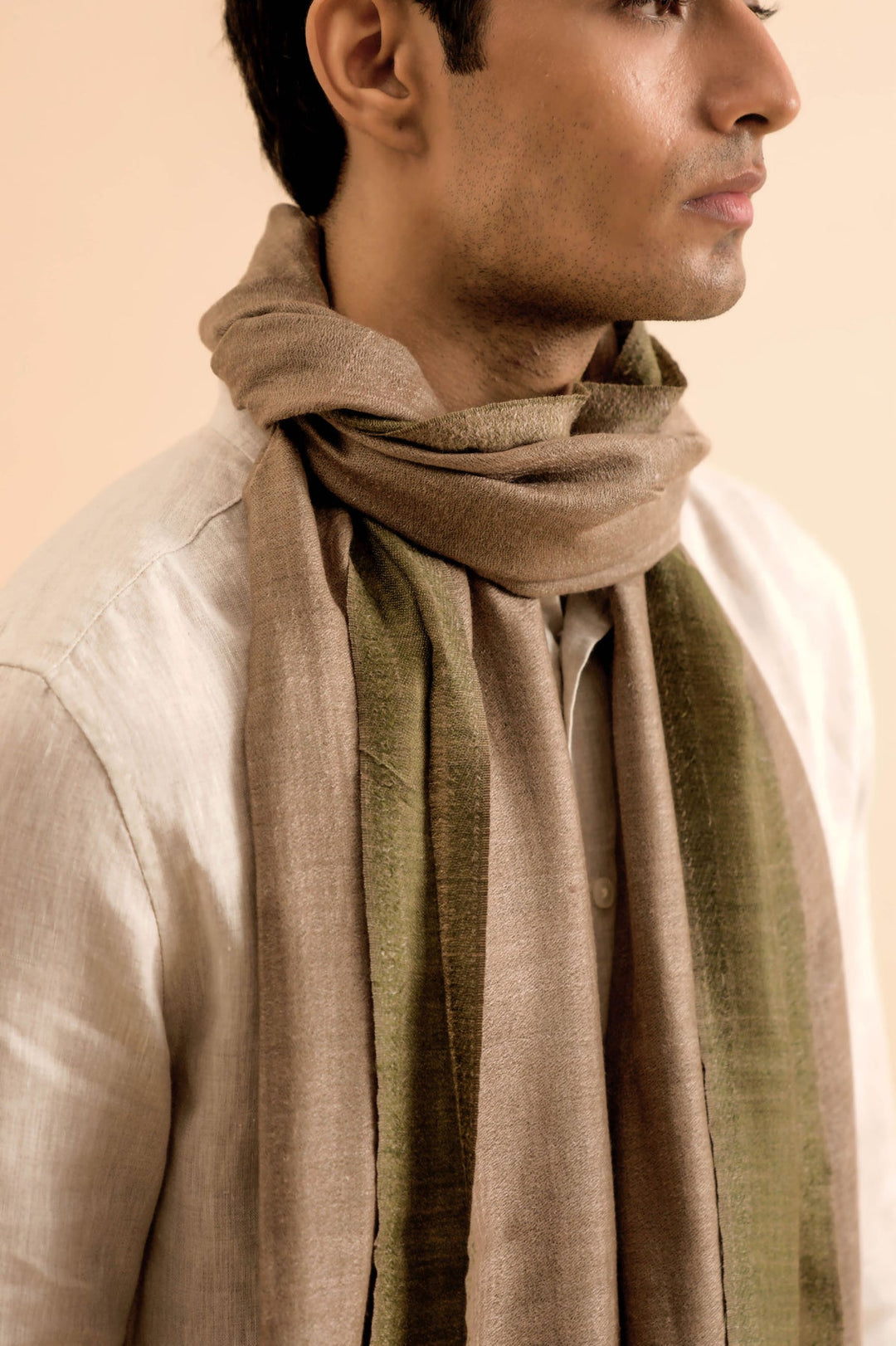 Soft Cashmere Reversible Stole - Brown/Green | Harper Soft Cashmere Stole - Brown & Green