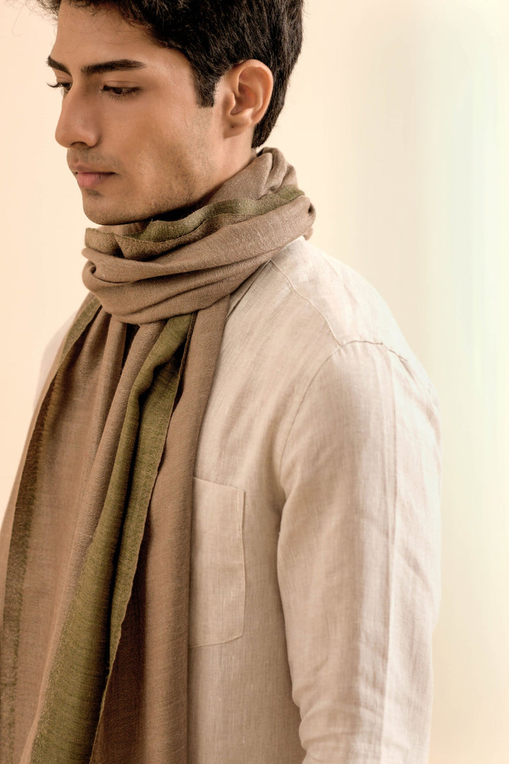 Soft Cashmere Reversible Stole - Brown/Green | Harper Soft Cashmere Stole - Brown & Green