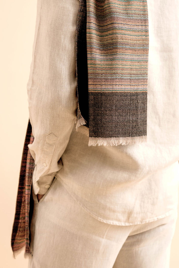 Multicolor Cashmere Stole - Handwoven, Reversible | Arrow Soft Cashmere Stole - Multi Color
