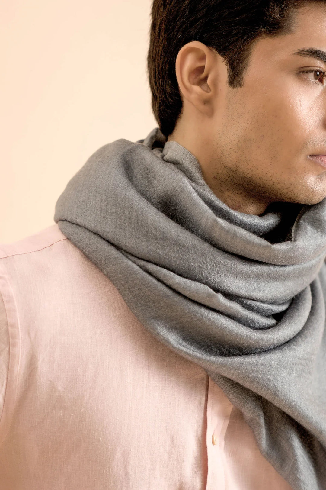 Soft Cashmere Stole: Elegant and Timeless | Zeok Handwoven Soft Cashmere Stole - Gray & Purple