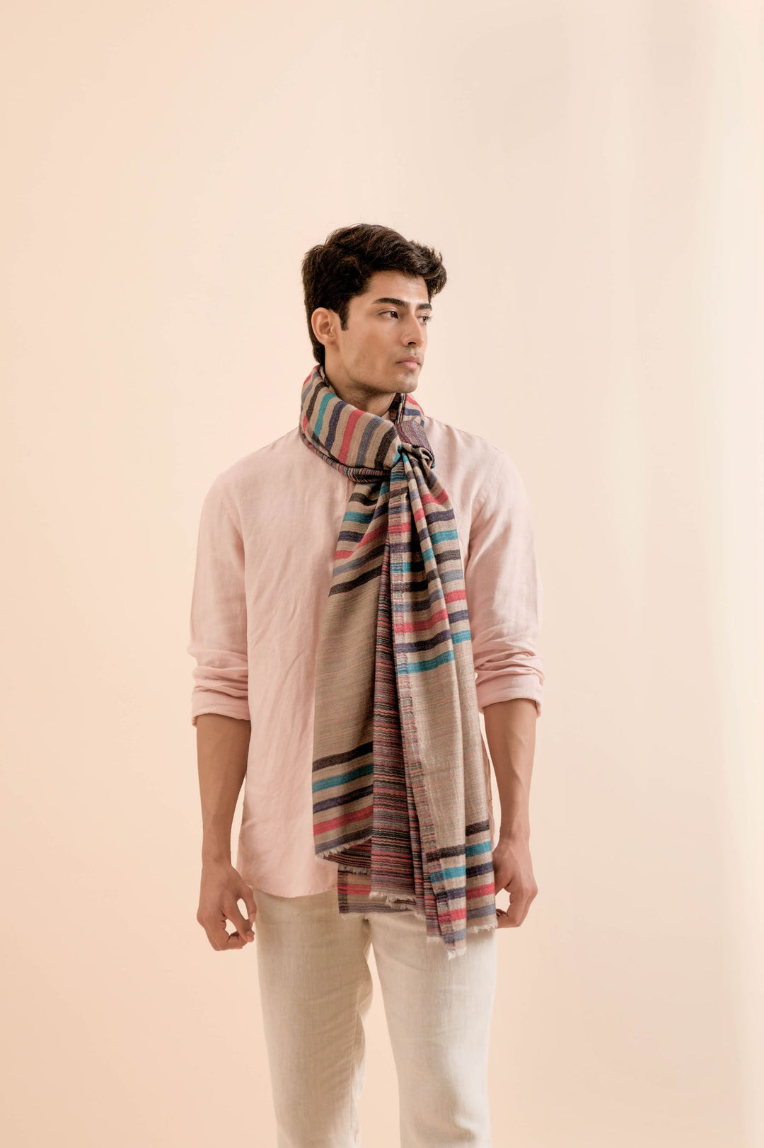 Multicolor Striped Cashmere Stole | Jedi Soft Cashmere Stole - Multi Color