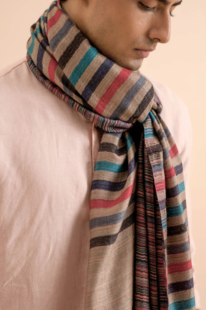 Multicolor Striped Cashmere Stole | Jedi Soft Cashmere Stole - Multi Color