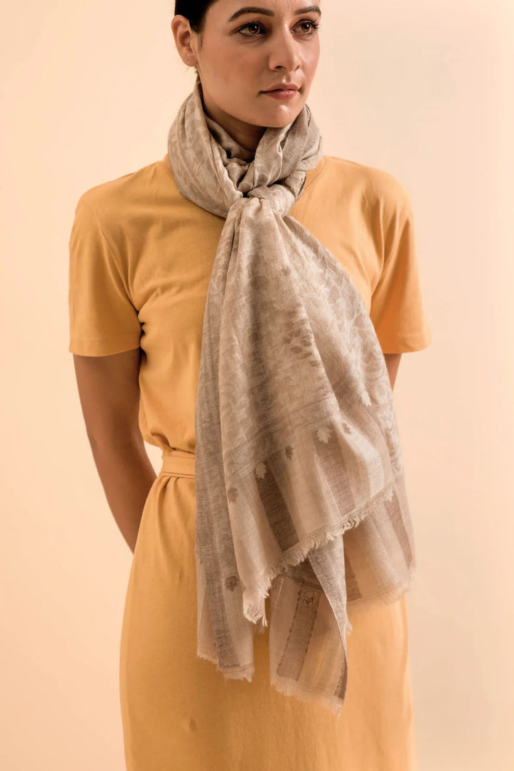 Soft Cashmere Montana Stole | Montana Handwoven Soft Cashmere Stole - Beige