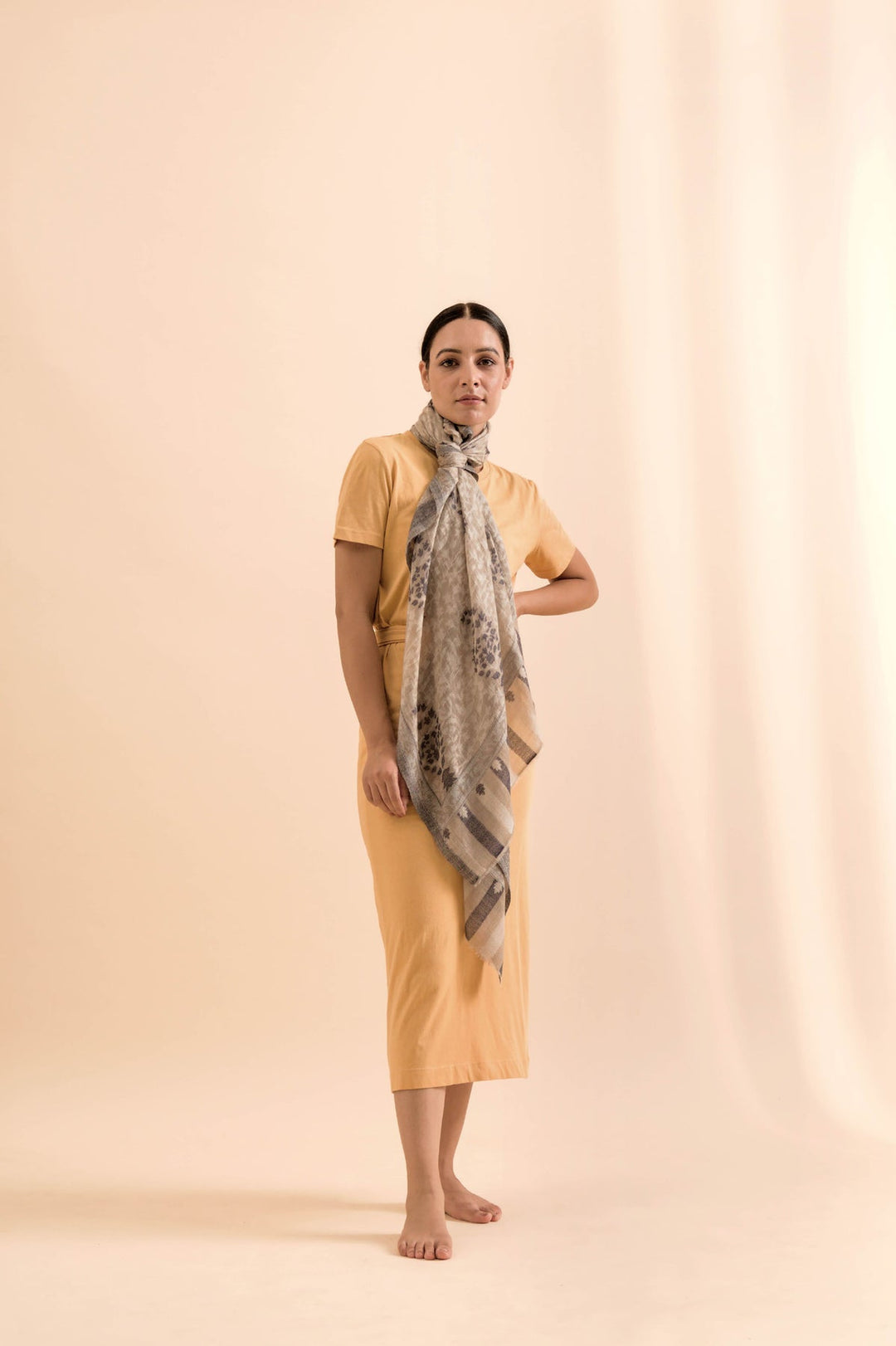 Soft Cashmere Stole - Light Brown Kani Design | Aeonian Soft Cashmere Stole - Light Brown