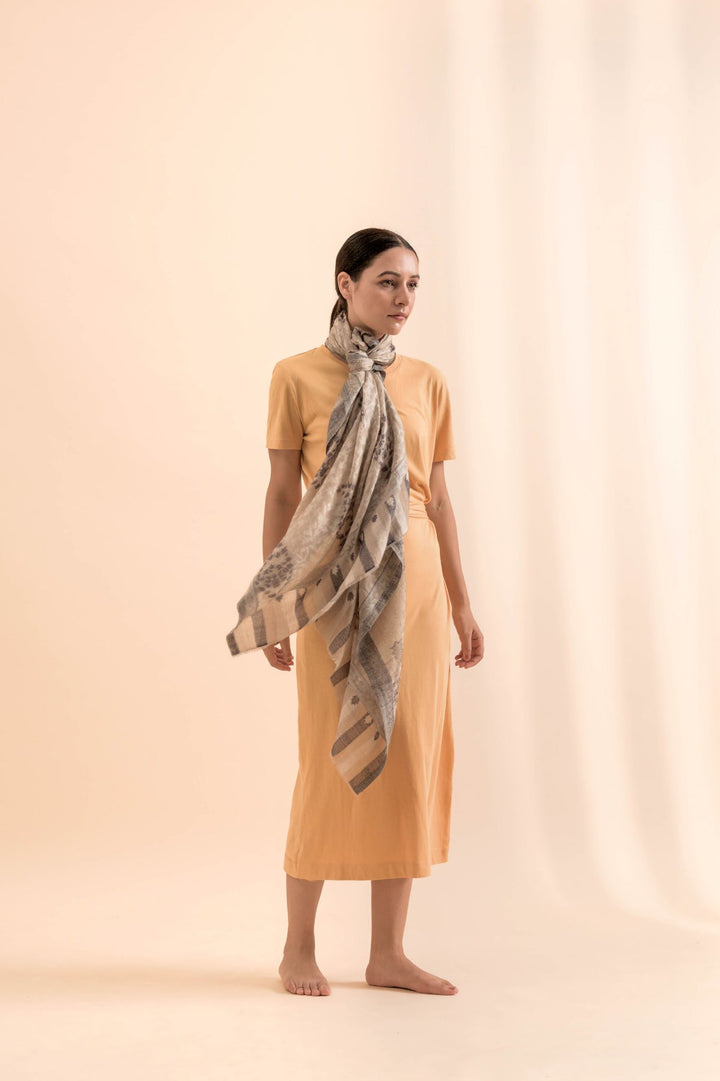 Soft Cashmere Stole - Light Brown Kani Design | Aeonian Soft Cashmere Stole - Light Brown