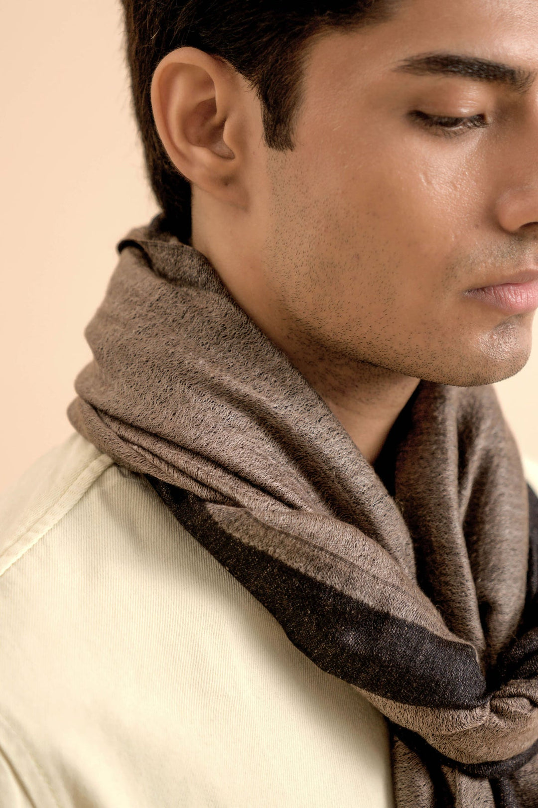 Cashmere Stole with Dual-Sided Design | Flint Soft Cashmere Stole - Brown