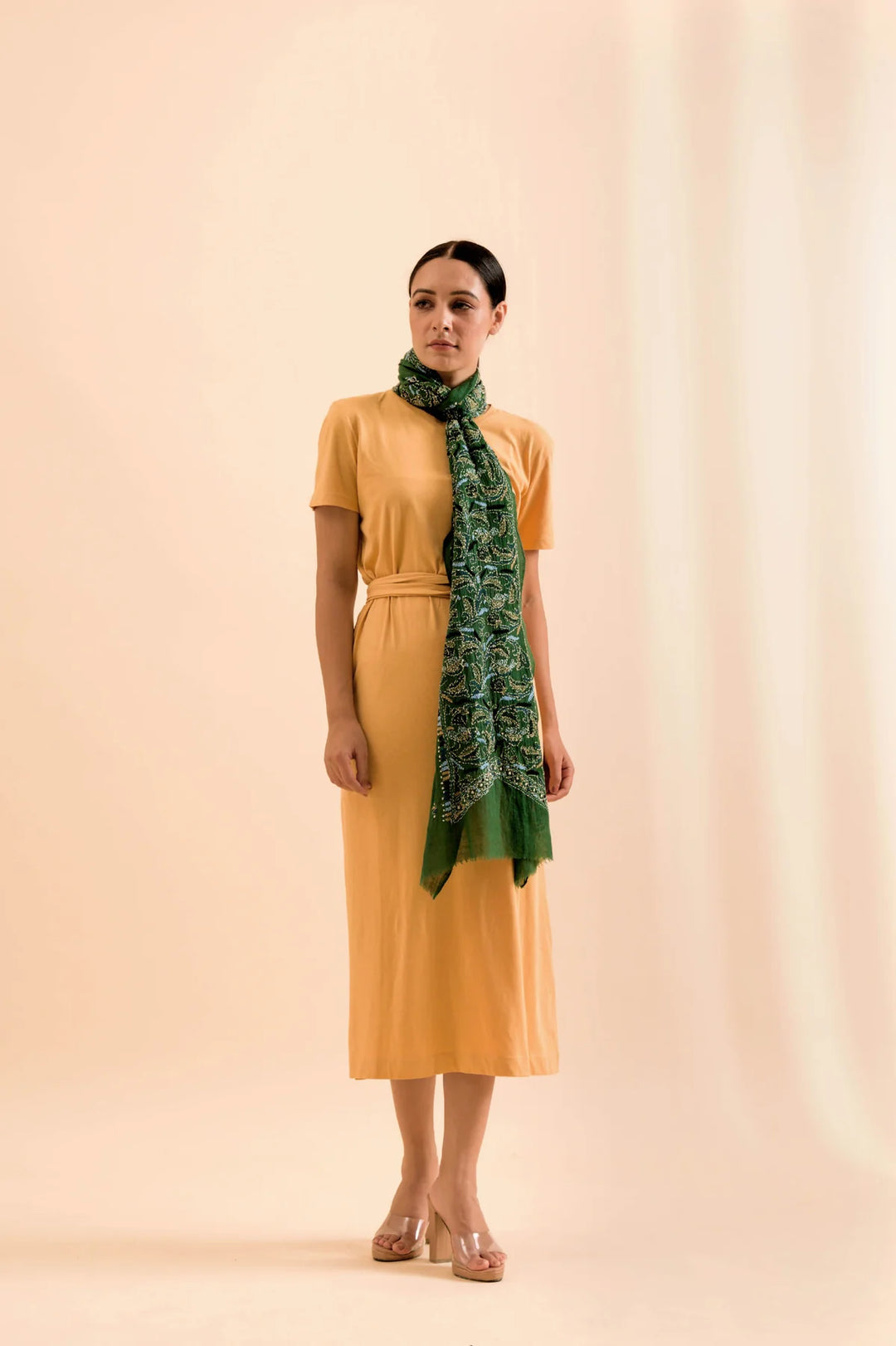 Sageus Cashmere Stole: Handwoven Sage Green Scarf with Embroidery | Sageus Handwoven Soft Cashmere Stole - Green