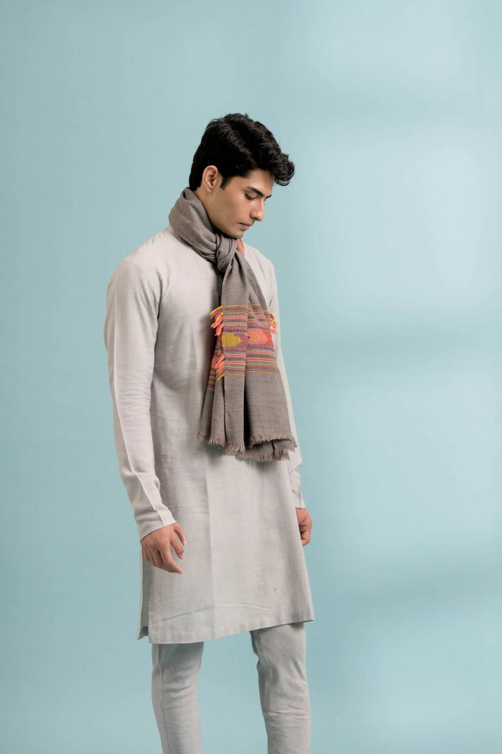 Cashmere Stole - Graceful Gray | Peter Handwoven Soft Cashmere Stole - Gray