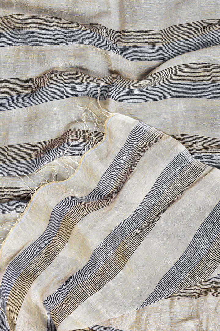 Multicolor Handwoven Linen Stole - 160cm x 55cm | Heimat Handwoven Linen Stole - Multi Color