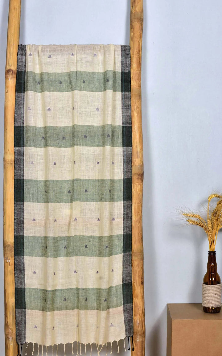 Weald Cotton Stole: Multi-Color, Jamdani Weave | Weald Handwoven Cotton Stole - Multi Color