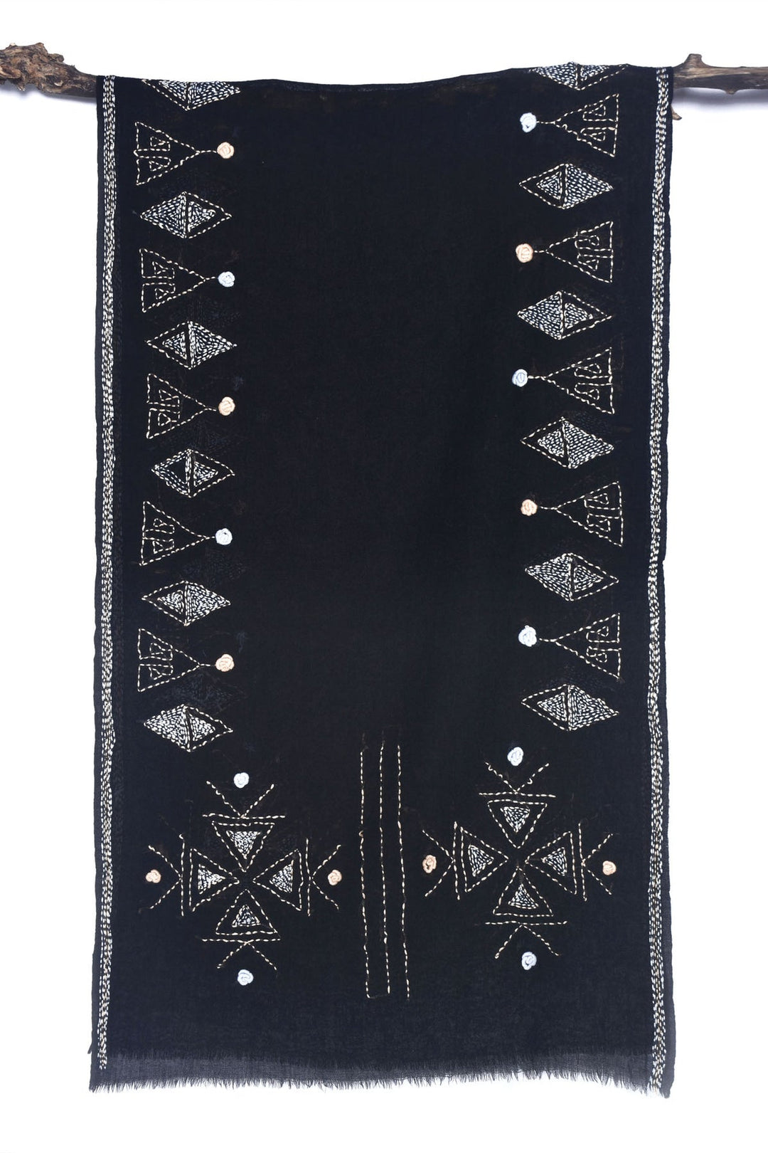 Handmade Embroidered Cashmere Stole | Isla Soft Cashmere Stole - Black