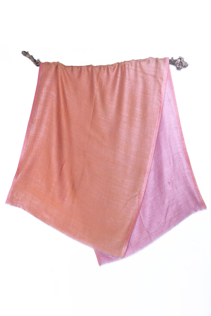 Soft Cashmere Stole - Pink and Orange | Rosado Handwoven Soft Cashmere Stole - Orange & Pink