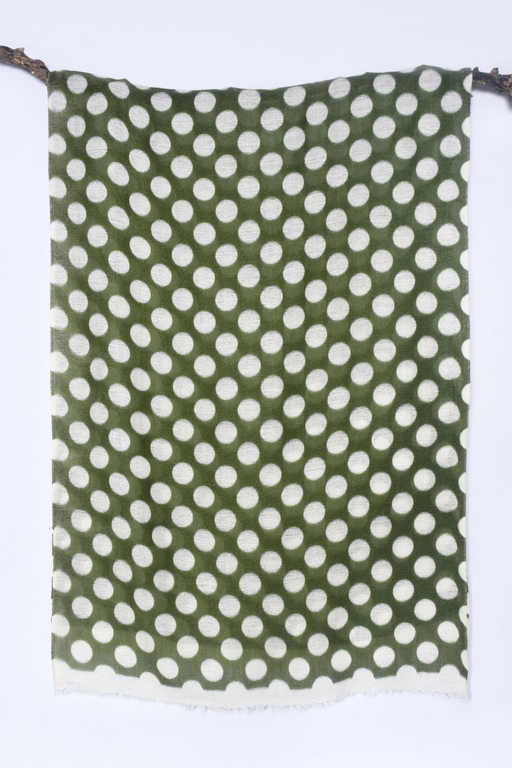 Green Cashmere Polka Dot Stole | Ailin Soft Cashmere Stole - Green