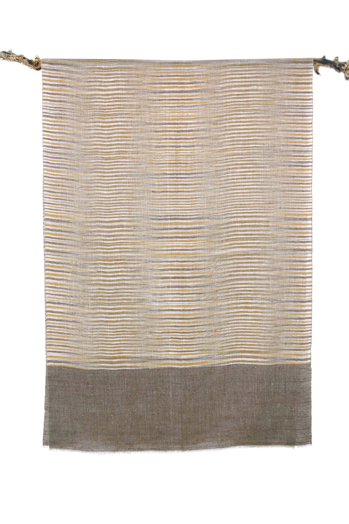 Brown Stripe Pattern Pashmina Stole - 72cm x 200cm | Galad Handwoven Pashmina Stole - Brown