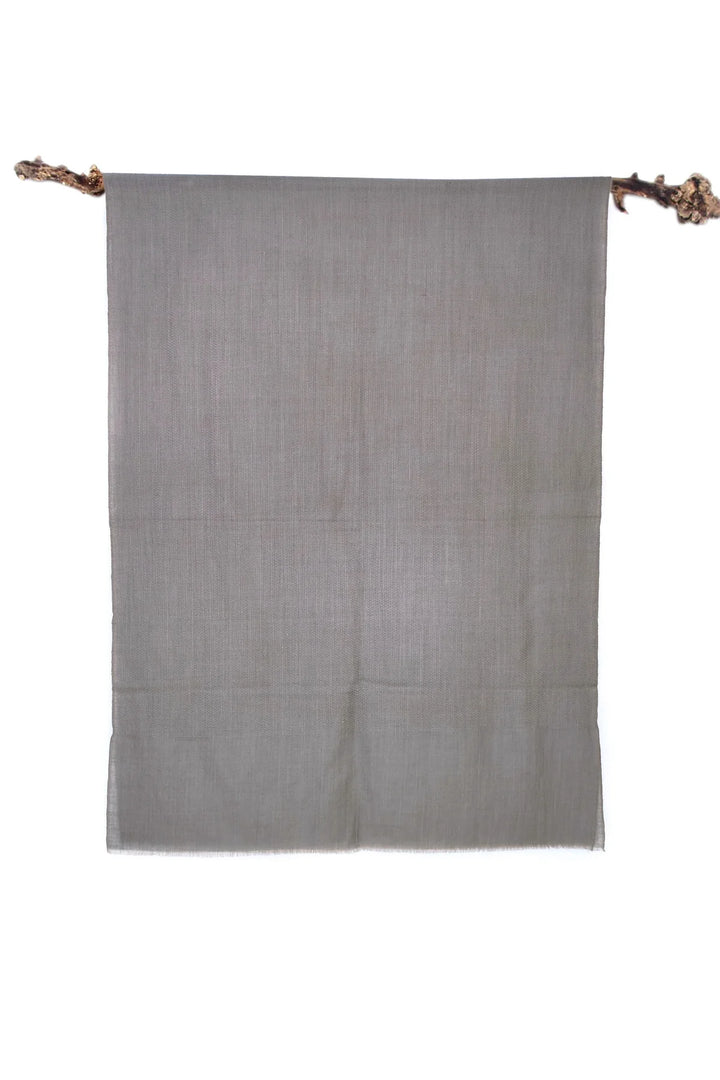 Pashmina Gray Stole with Herringbone Pattern | Pasham Handwoven Pashmina Stole - Gray