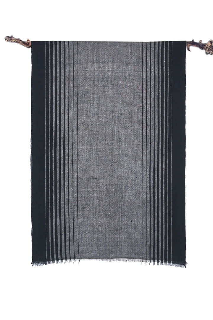 Handwoven Gray & Black Pashmina Stole | Elira Handwoven Pashmina Stole - Gray & Black