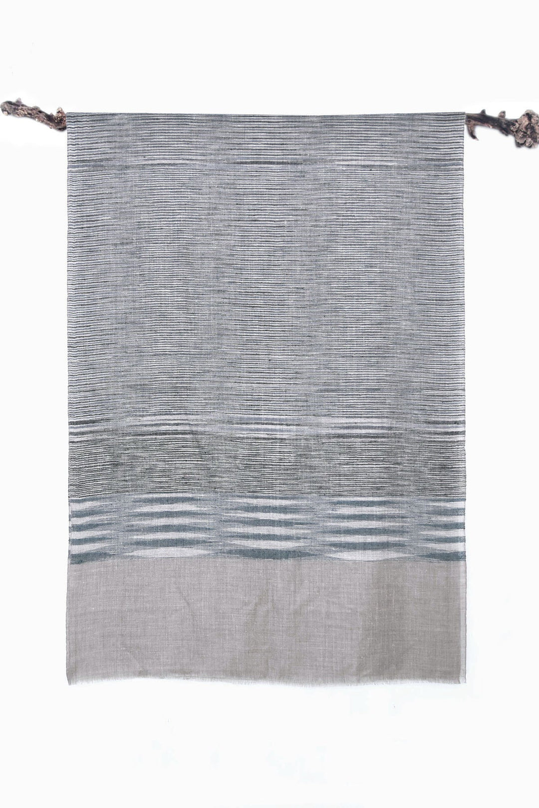 Beige & Blue Pashmina Stole - 72cm x 200cm, Twill Weave, Elegant Design | Shannah Handwoven Pashmina Stole - Beige & Blue
