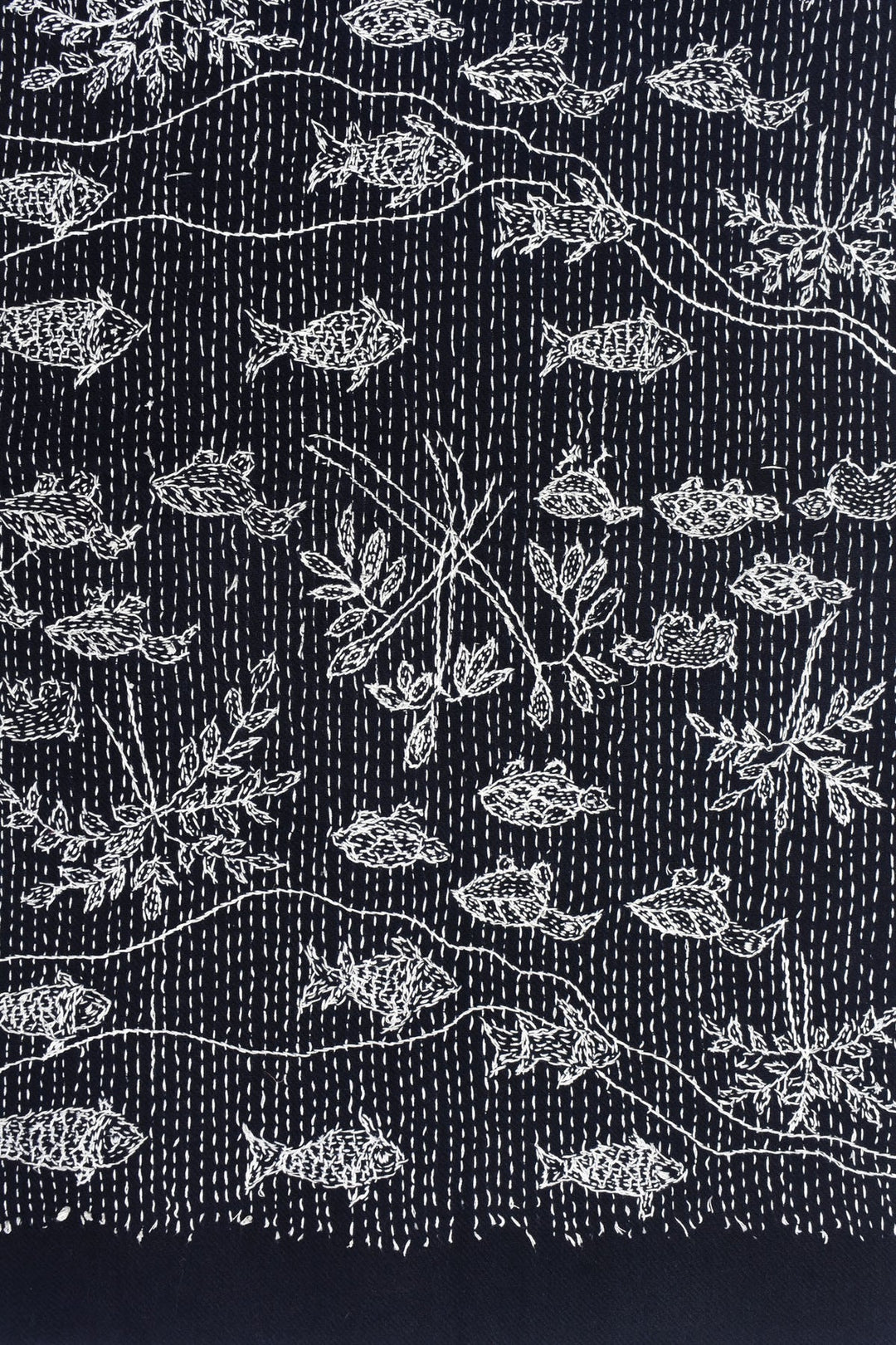 Animal Embroidered Cashmere Stole - Winter Accessory | Kara Soft Cashmere Stole - Black