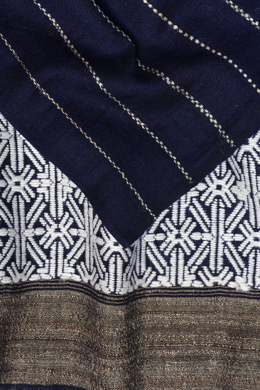 Blue Cashmere Stole with Abstract African Design | Kirk Soft Cashmere Stole - Blue