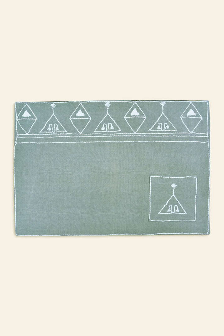 Handwoven Cotton Table Mats Set | Espumosa Handwoven Table Mats Set Of 8 Pcs - Pale Green