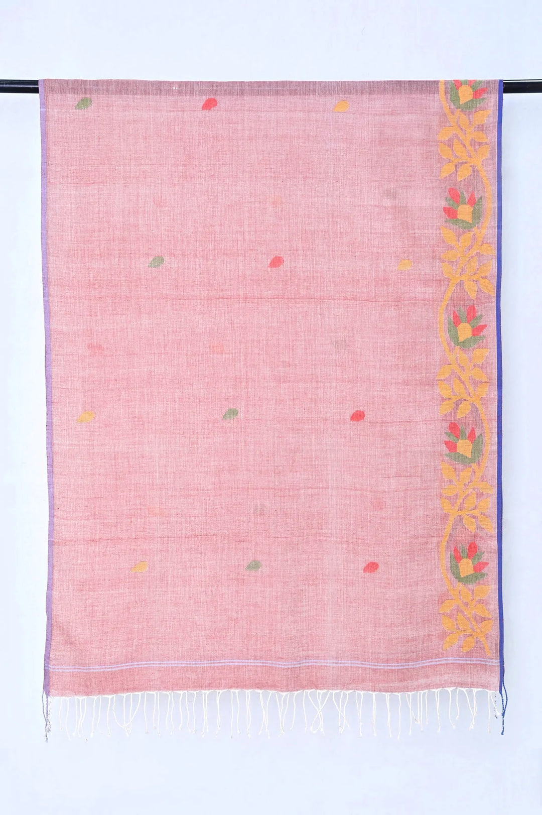 Pink Cotton Stole: Elegant, Royal, 70cm x 190cm | Regia Hand-woven Cotton Stole - Pink