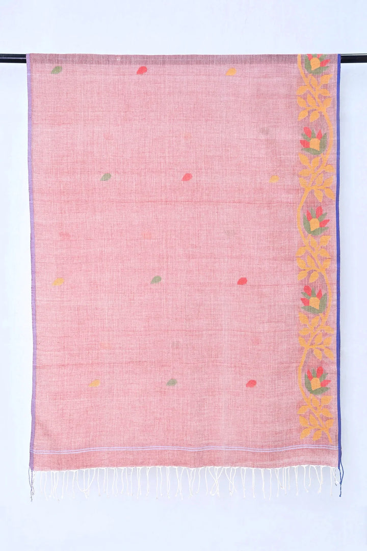 Pink Cotton Stole: Elegant, Royal, 70cm x 190cm | Regia Hand-woven Cotton Stole - Pink