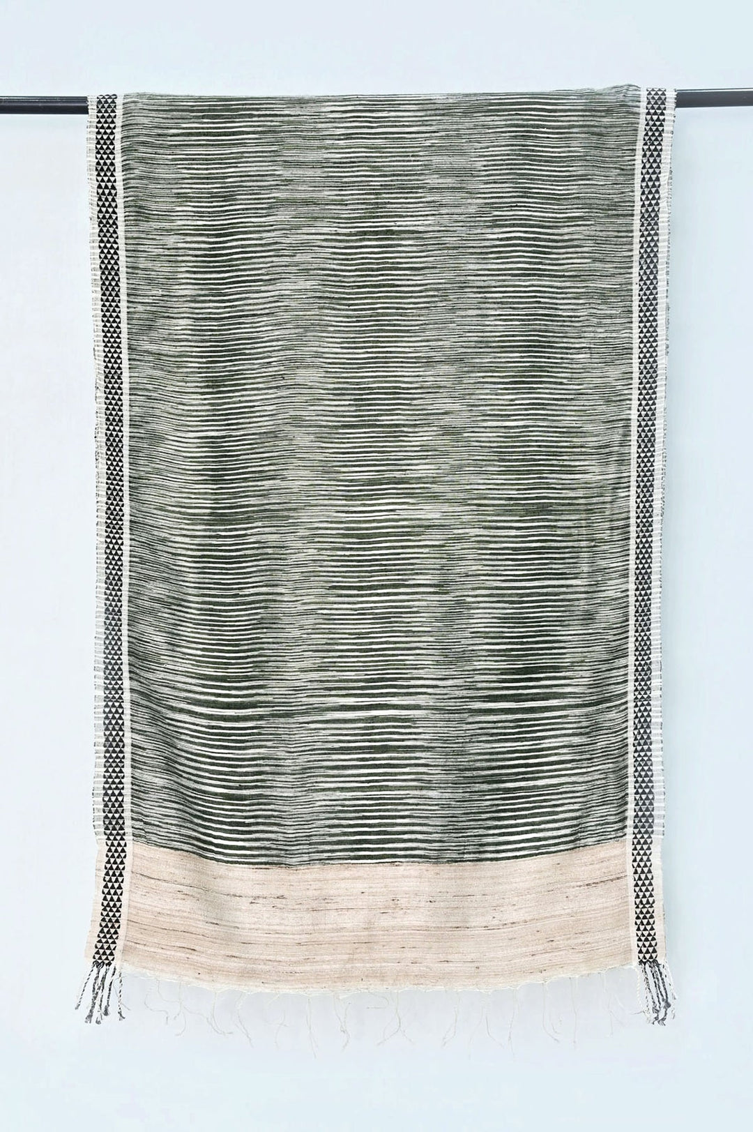 Striped Silk Stole | Terza Handwoven Silk Stole - Green