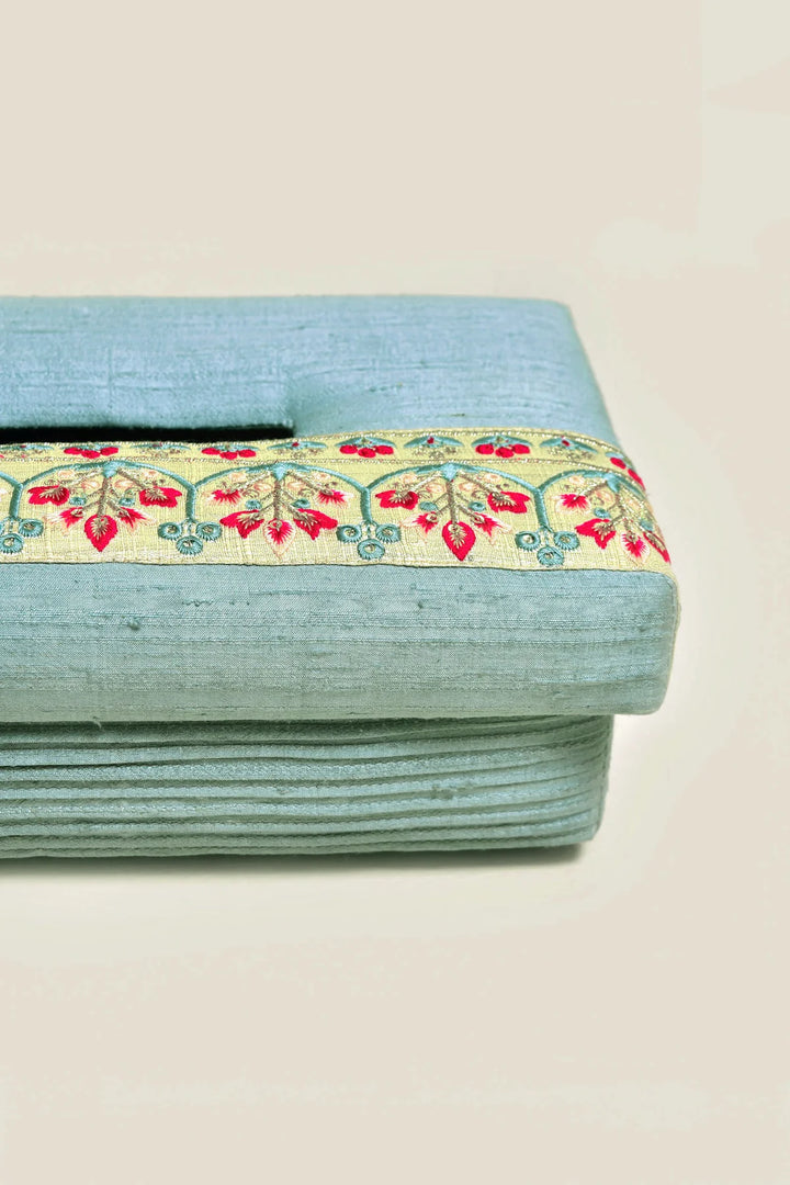 Embroidered Silk Tissue Box | Arva Handmade Tissue Box - Multi Color