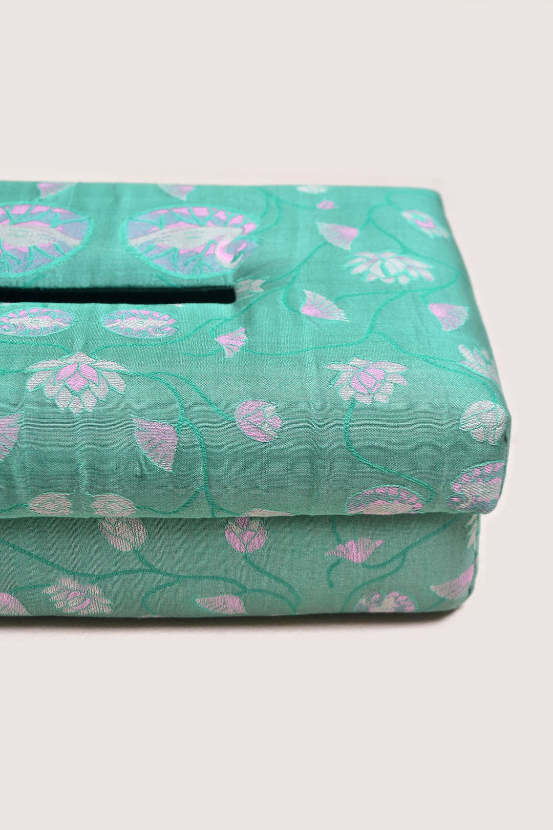 Multicolor Floral Silk and Cotton Tissue Box | Calyx Handmade Tissue Box - Multi Color