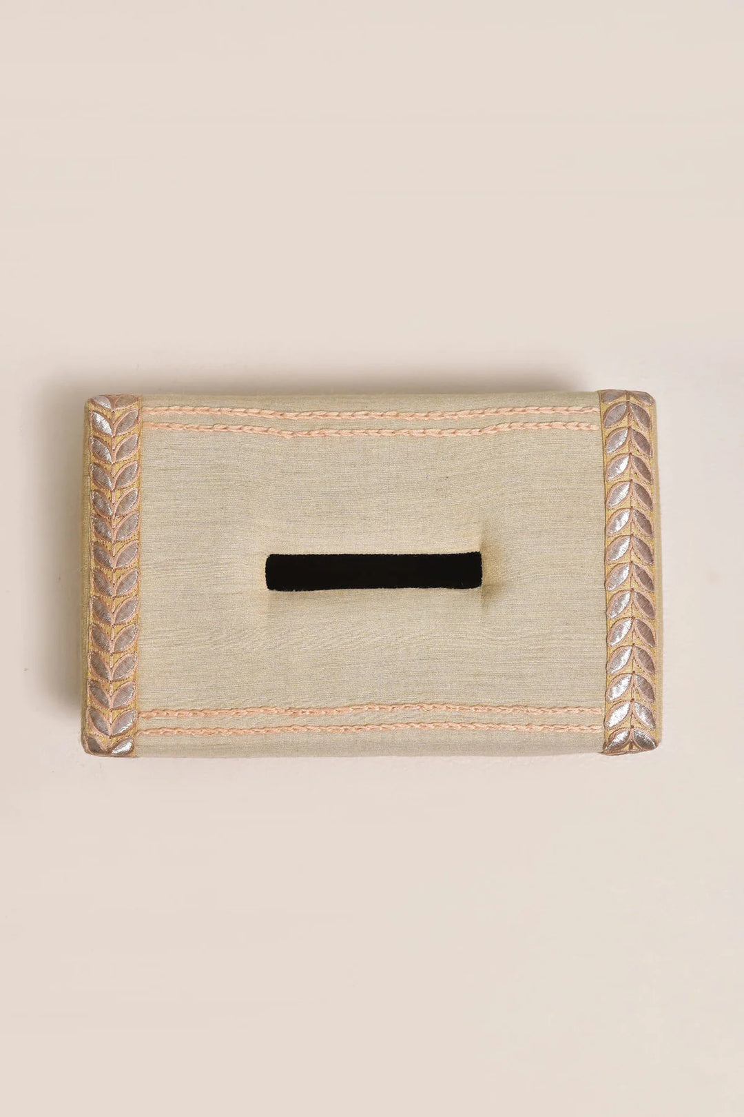 Handwoven Silk Tissue Box with Embroidery | Bronze Handmade Tissue Box - Brown