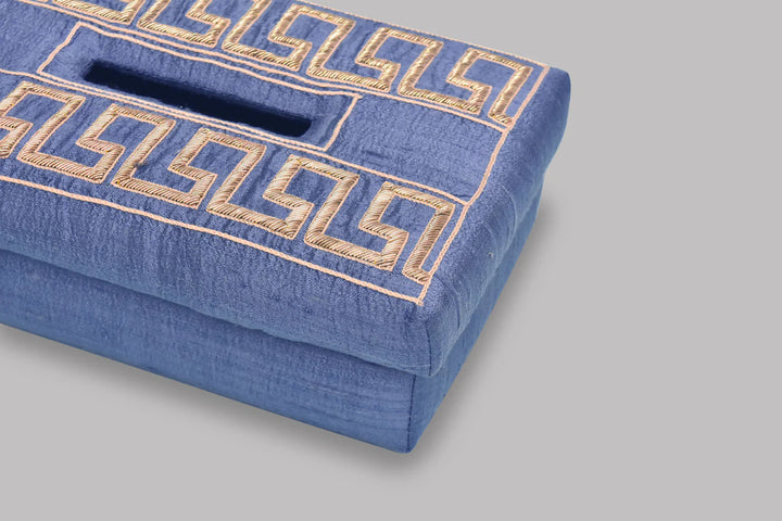 Blue Silk Tissue Box | Demelza Handmade Tissue Box - Blue