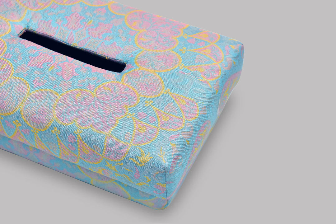 Blue Handwoven Silk Tissue Box | Isabeau Handmade Tissue Box - Blue