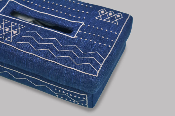 Blue Khadi Cotton Tissue Box | Yon Tissue Box - Blue