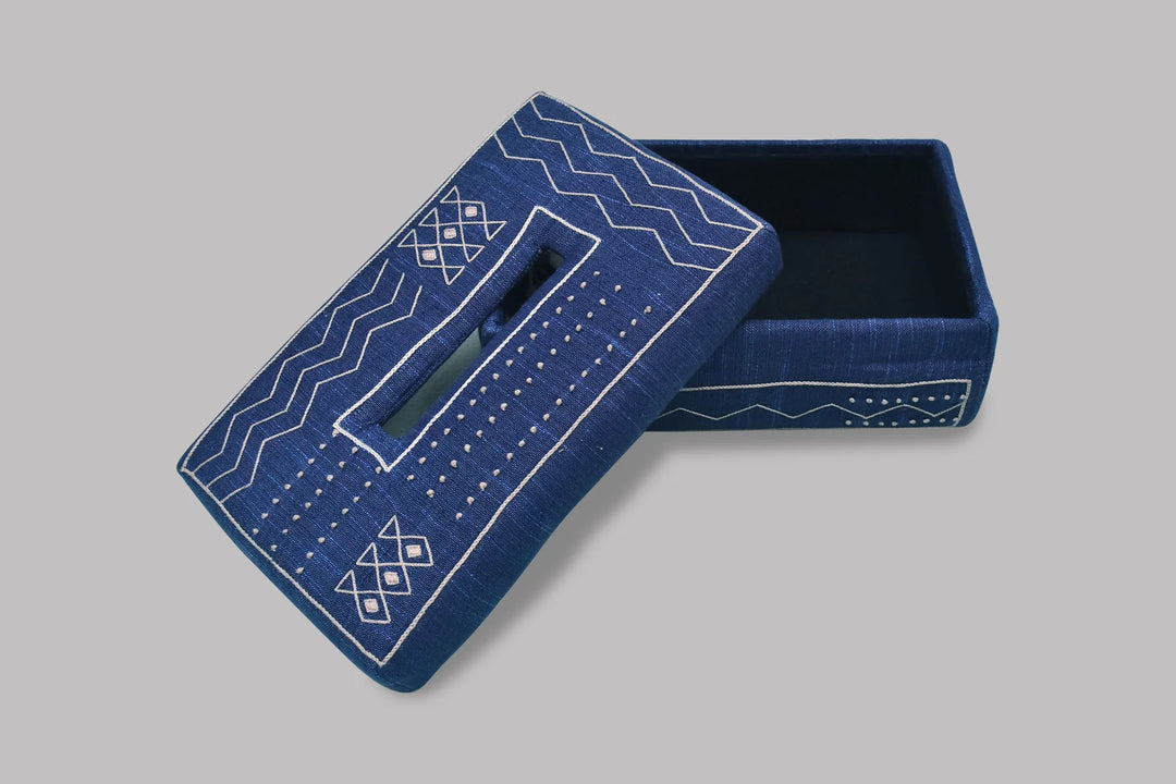 Blue Khadi Cotton Tissue Box | Yon Tissue Box - Blue