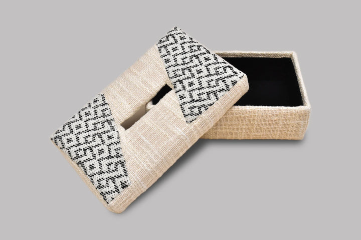 Geometric Tissue Box - Beige Cotton | Paragon Handwoven Tissue Box - Beige