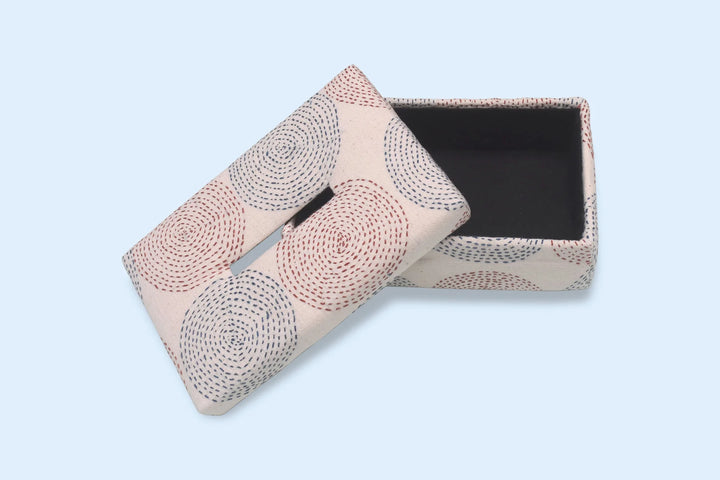 White Cotton Tissue Box with Hand Embroidery | Inej Handwoven Tissue Box - White